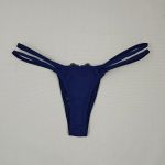Calcinha Fio Dental de Renda com Tiras Duplas - Marinho 