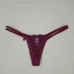 Calcinha Fio Dental em Renda com Tiras Duplas - Marsala