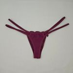 Calcinha Fio Dental em Renda com Tiras Duplas - Marsala