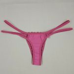 Calcinha Fio Dental em Renda com Tiras Duplas - Rosa Sandia 
