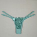 Calcinha Fio Dental em Renda com Tiras Duplas - Verde Menta