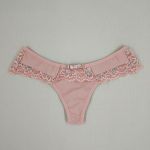 Conjunto Meury Rosé com Bojo e Renda Floral – Calcinha Fio Duplo