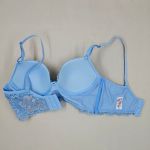 Conjunto Meury Azul Frozen com Bojo e Renda Floral – Calcinha Fio Duplo