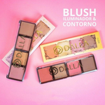 Paleta Blush, Contorno e Iluminador Dalla