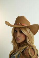 Chapéu Cowboy Marrom - Fivela de Couro Classic