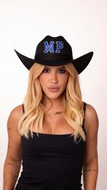 Chapéu Cowboy - Preto Iniciais Azuis