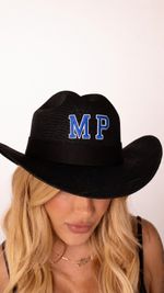 Chapéu Cowboy - Preto Iniciais Azuis