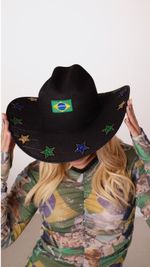 Chapéu Cowboy Preto - Bandeira Brasil