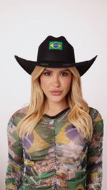 Chapéu Cowboy Preto - Bandeira Brasil