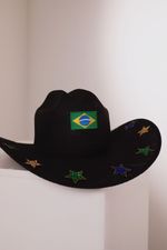 Chapéu Cowboy Preto - Bandeira Brasil
