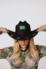 Chapéu Cowboy Preto - Bandeira Brasil