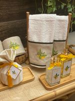 Toalha Lavabo Bordada Cru Lemon