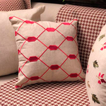 Almofada Cru Geometric Bordô