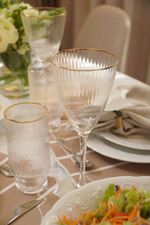 Taça De Vidro Friso Gold