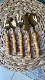 cj faqueiro dourado bambu 5pçs