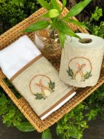 Toalha Lavabo Cru Bordada Basket Bunny