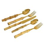 cj faqueiro dourado bambu 5pçs