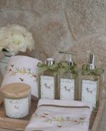 Toalha Lavabo Off-white Bordada Flora