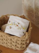 Porta Papel Higiênico Off White Bordada Floral