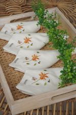 Guardanapo Linhão Off-white Bordado Flora