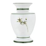 Vaso De Cerâmica Branca Flora Friso Verde