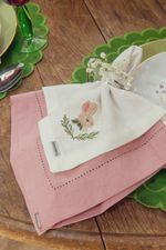 Guardanapo Linho Ponto Ajour Finess Rosê  50X50