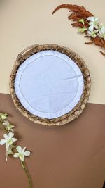 Toalha Para Bandeja Linho Misto Off-white Redonda 40 Cm