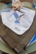 Guardanapo Linhão Off-white Beija Flor Azul