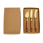 Set Espátulas Queijo Inox Dourado 3 Pçs