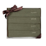 Kit Guardanapo Linhão Verde Musgo Bordado Oriental