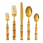 cj faqueiro dourado bambu 5pçs
