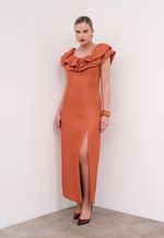 Vestido Longo Crepe Alfaiataria