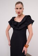 Vestido Longo Crepe Alfaiataria