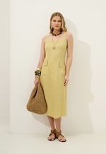 Vestido Em Linho Midi