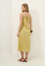 Vestido Em Linho Midi