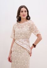 Blusa De Crochê Manga Curta