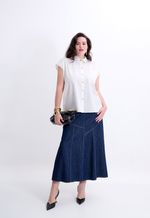 Saia Jeans Longa Evasê