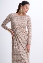 Vestido De Festa Midi Com Manga