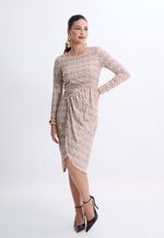 Vestido De Festa Midi Com Manga