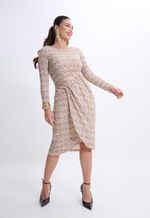 Vestido De Festa Midi Com Manga