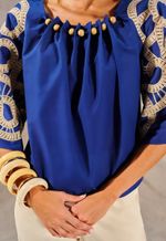 Blusa Voil Bordado Com Manga Raglan