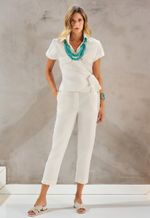 Blusa Tricoline Trespassada Com Amarração