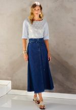 Saia Jeans Lavado Longa Com Bolso