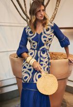 Vestido Voil Bordado Com Recortes Franzidos