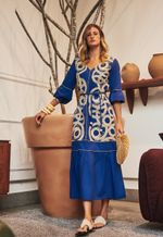 Vestido Voil Bordado Com Recortes Franzidos
