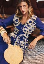 Vestido Voil Bordado Com Recortes Franzidos
