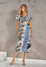 Vestido Rayon Estampado Com Saia Paerô
