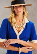 Vestido Midi Crepe Bicolor