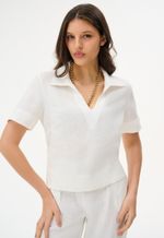Blusa Linho Puro Gola Camisa