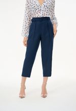 Calça Linho Puro Com Cós Largo E Rolote